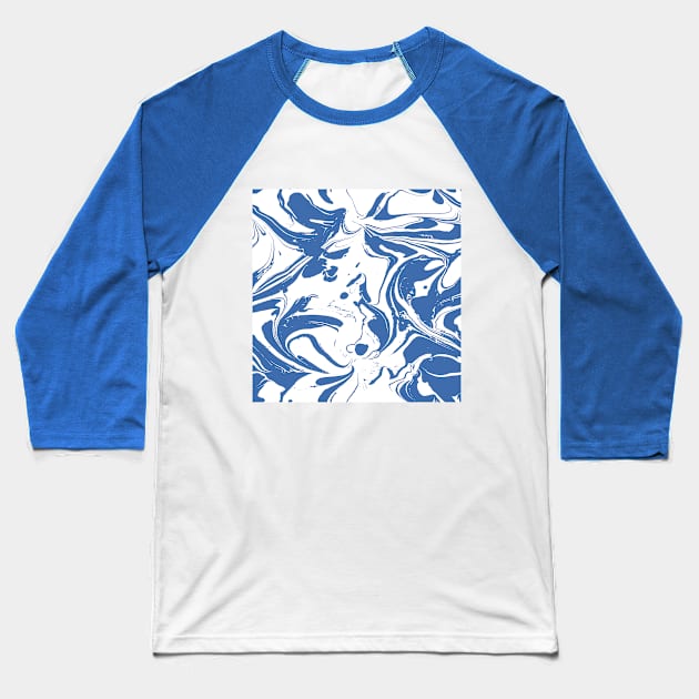 Blue Marble Pattern Baseball T-Shirt by Spotlight Clothing